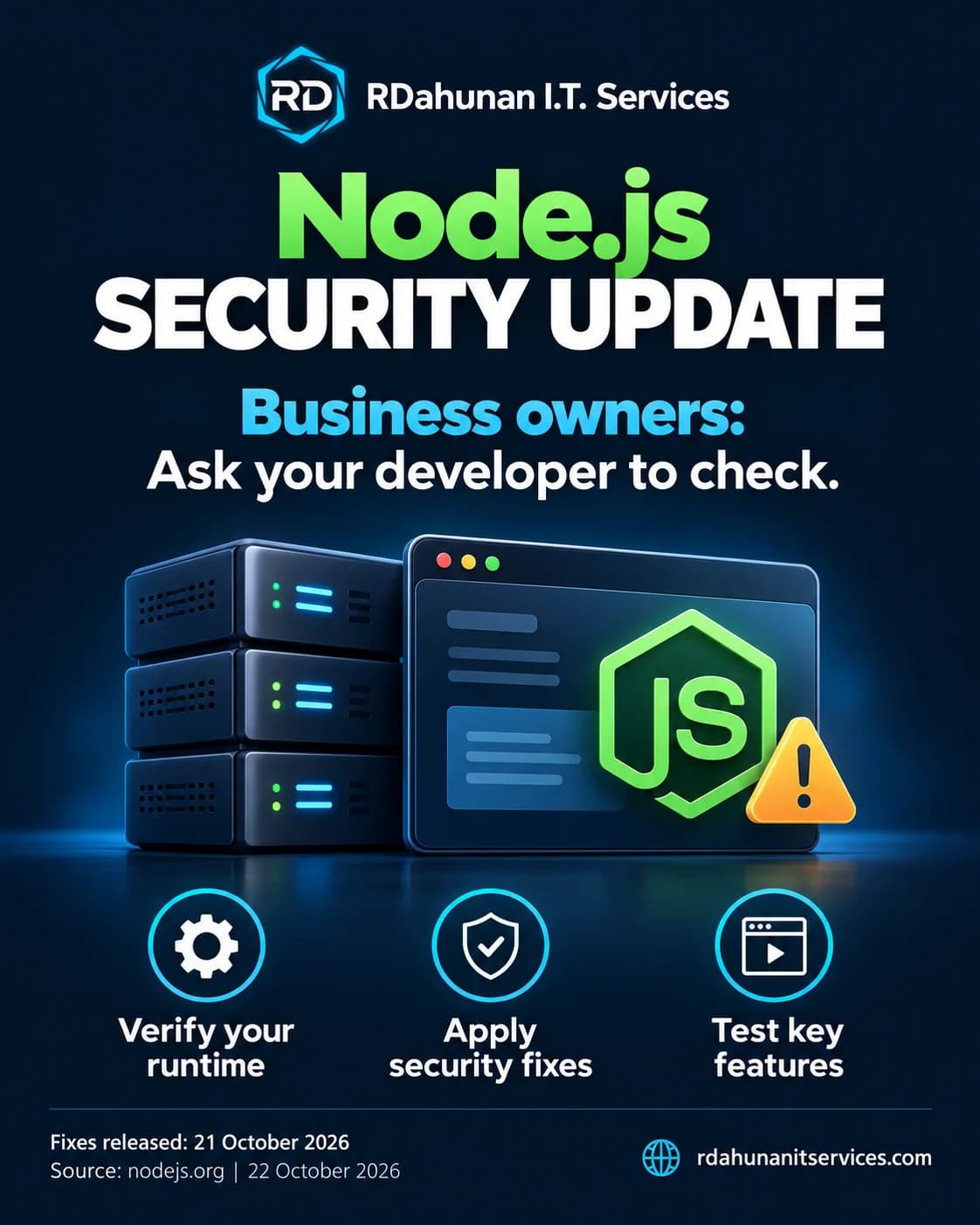 Node.js security update: business owners, ask your developer to check