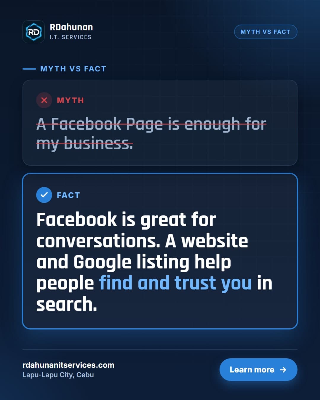 Myth vs Fact: "A Facebook Page Is Enough for My Business"