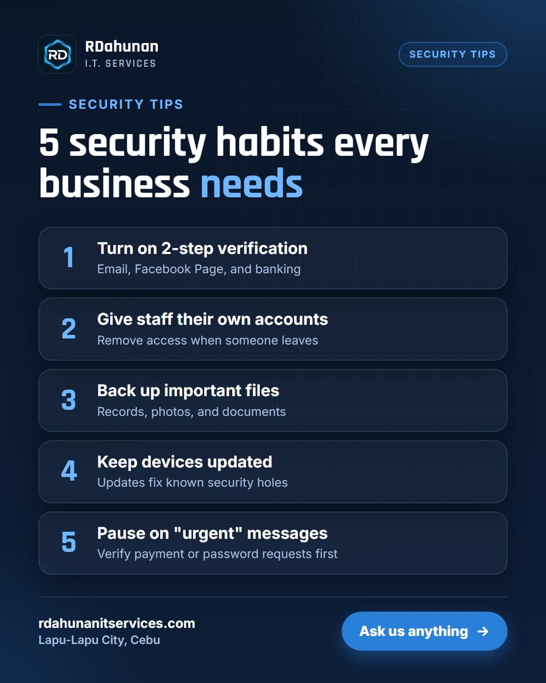 5 Cybersecurity Habits Every Small Business Should Have