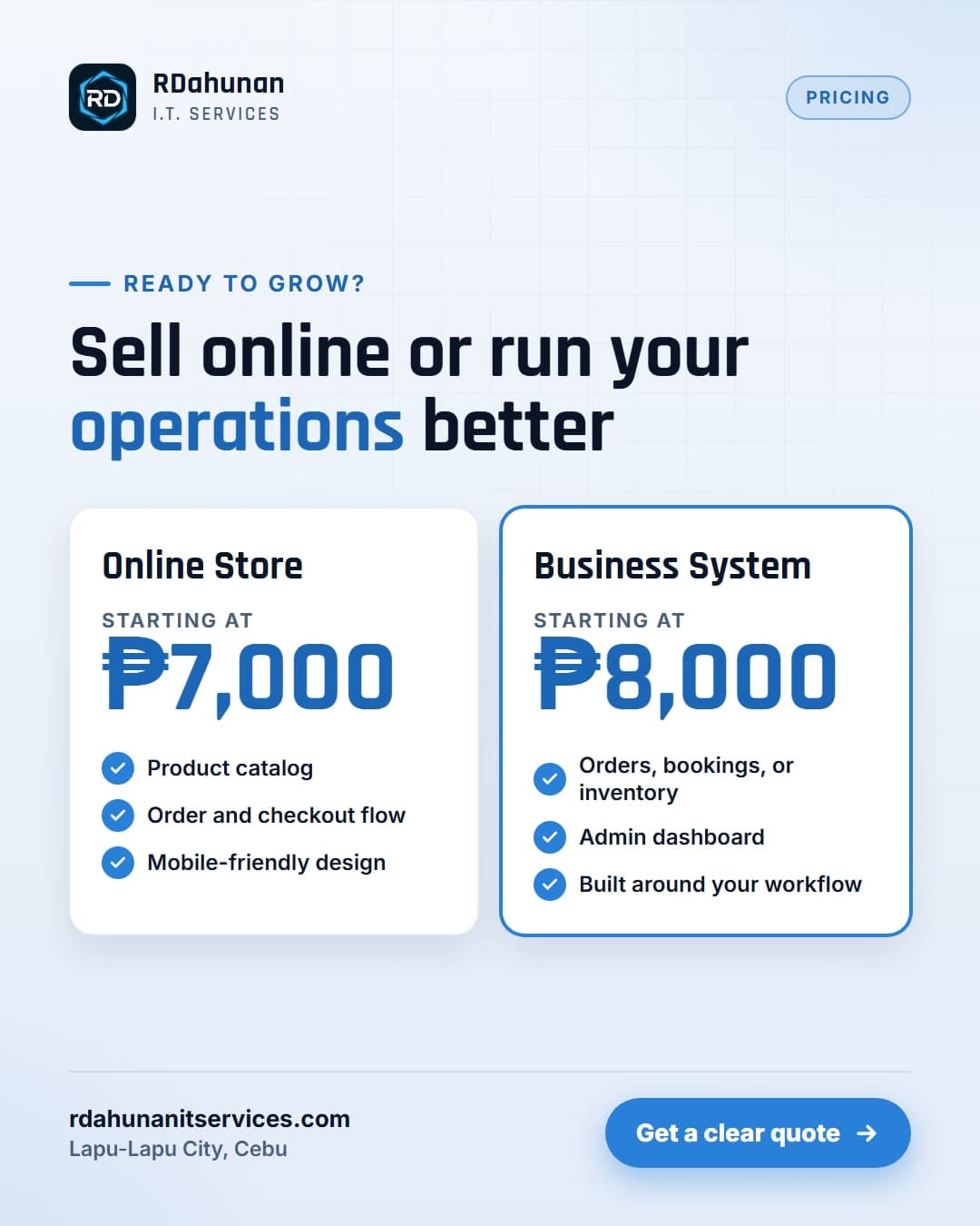Online Stores From ₱7,000 and Business Systems From ₱8,000