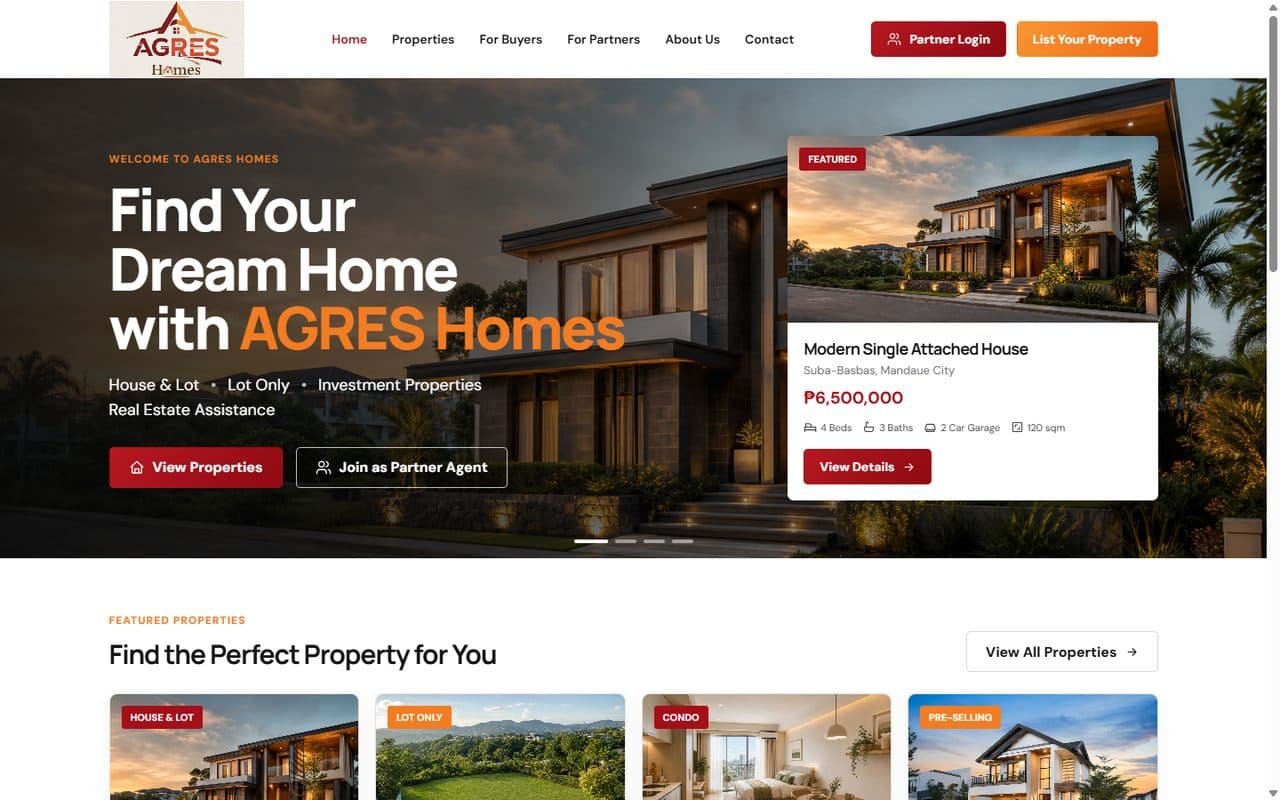 AGRES Homes website preview