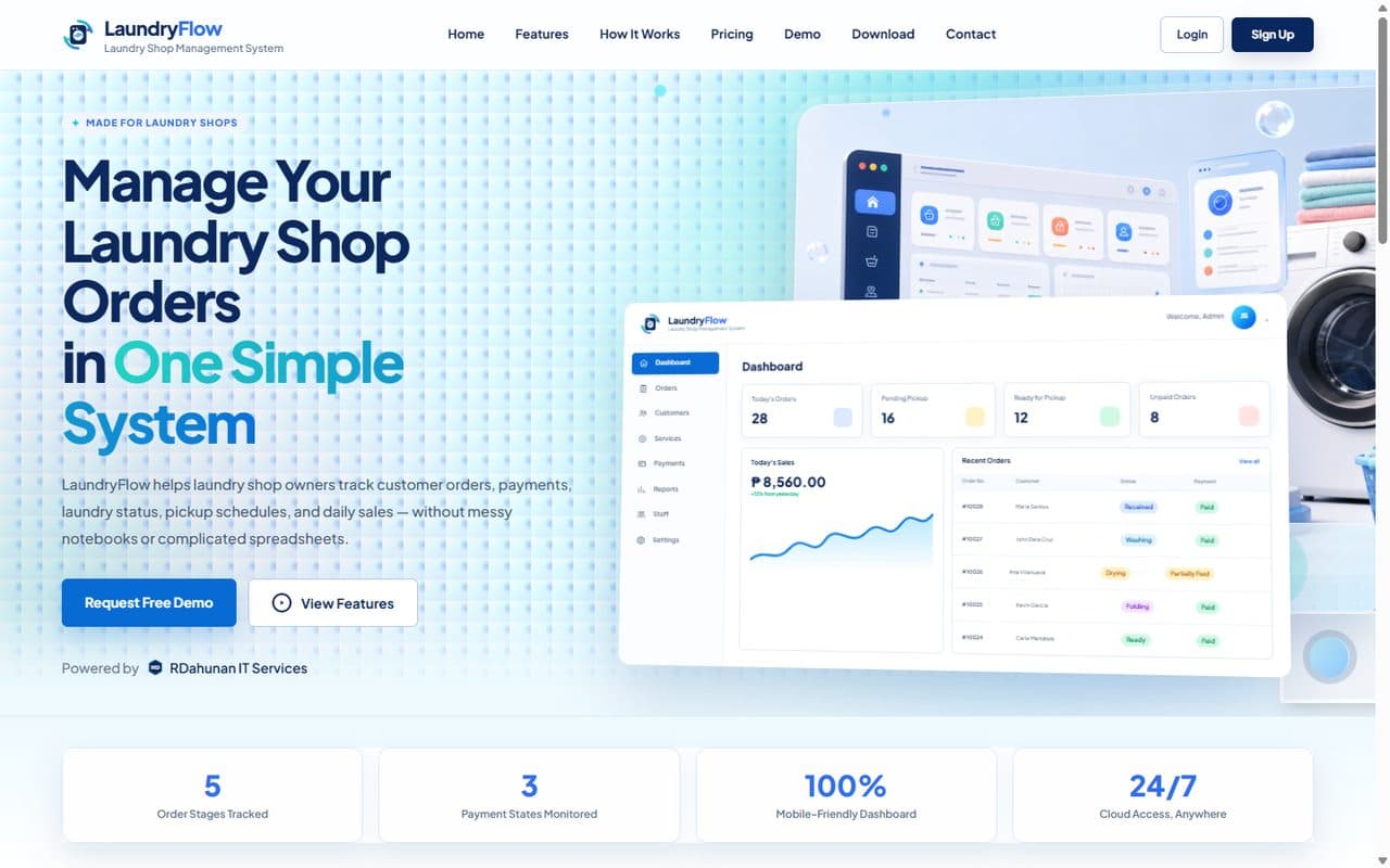 LaundryFlow website preview