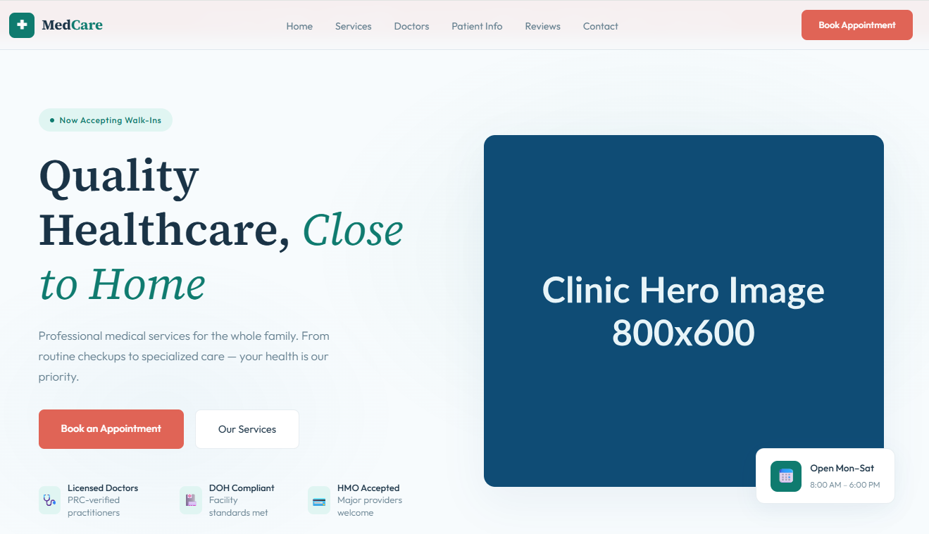 Clinic Website Template Preview