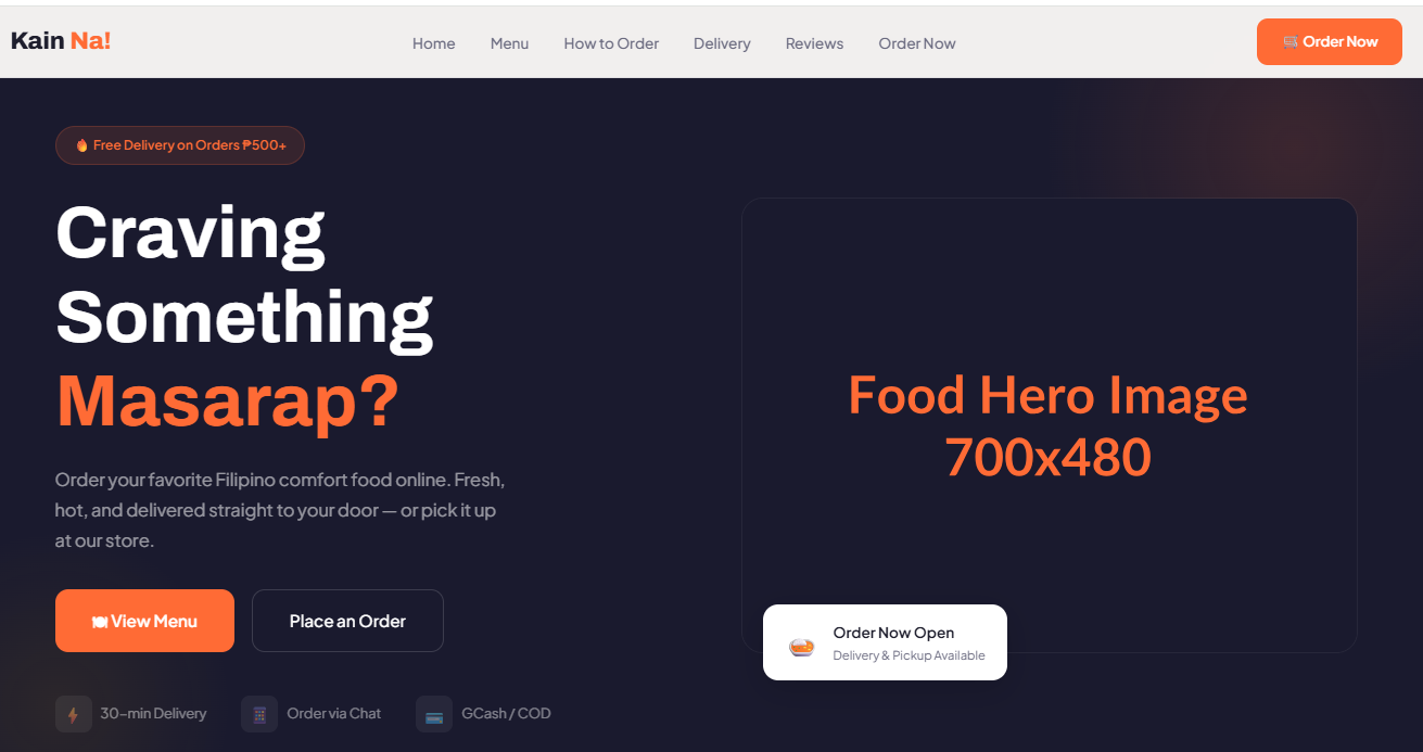 Food Ordering Template Preview