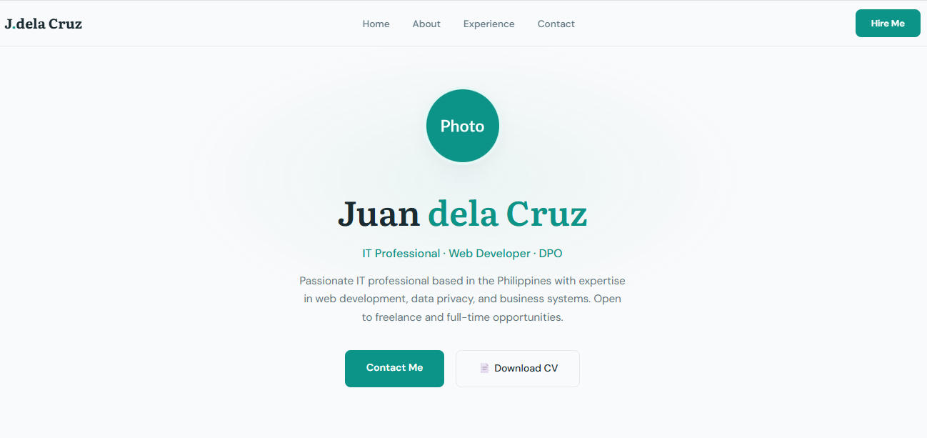 Professional Resume Site Template Preview