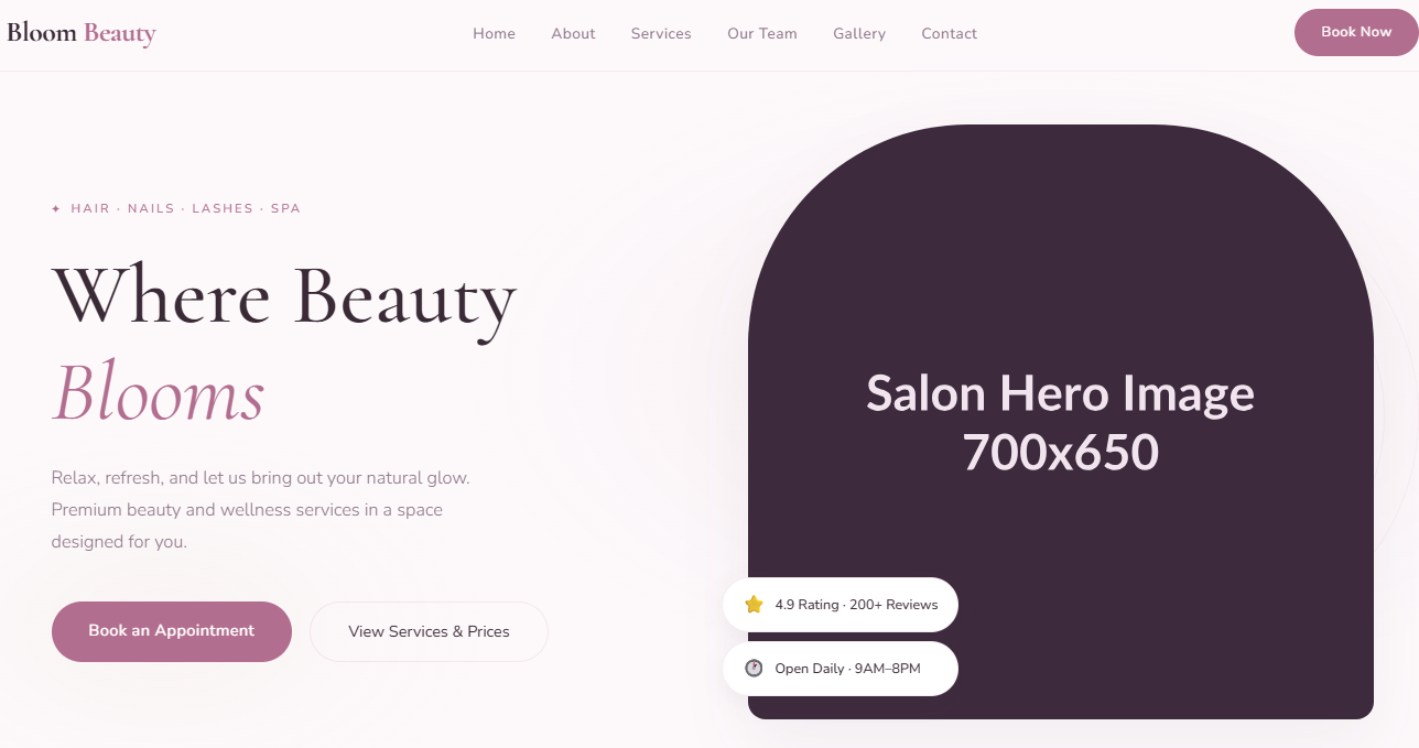 Salon Website Template Preview