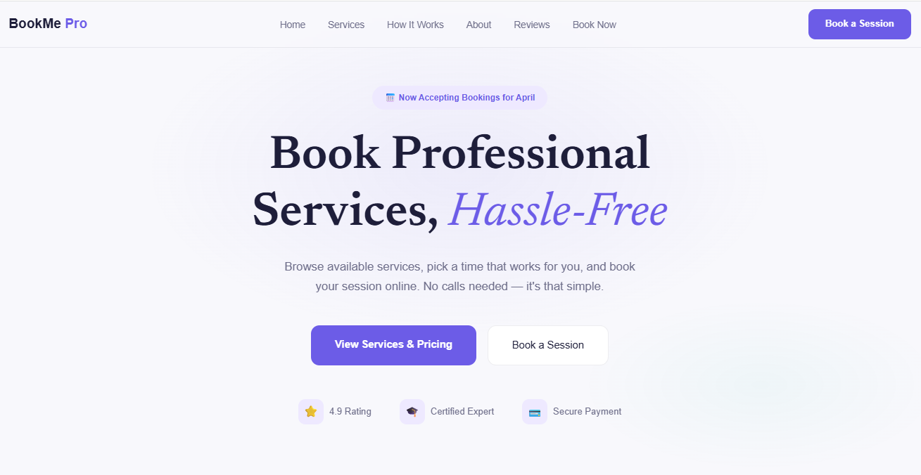 Service Booking Template Preview